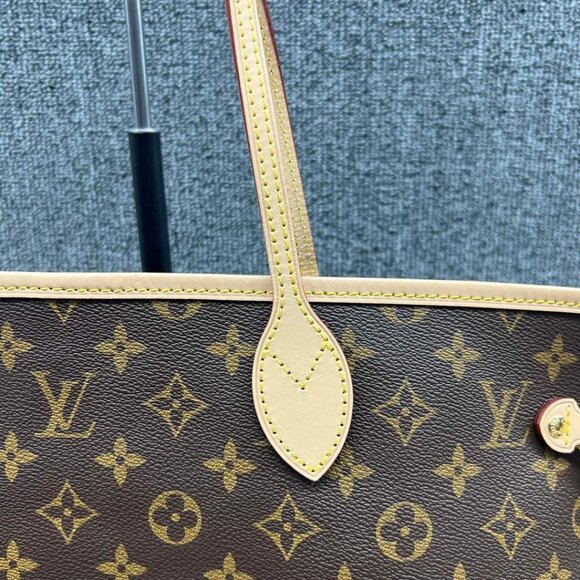 100% LOUIS VUITTON MONOGRAM NEVERFULL GM WITH POUCH TOTE BAG - Picture 6 of 16